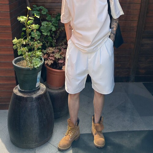 INTENSE韩系白色不透宽松短裤男