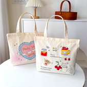 卡通ins风可爱手提帆布袋学生上课磁扣包上班通勤购物托特手提包