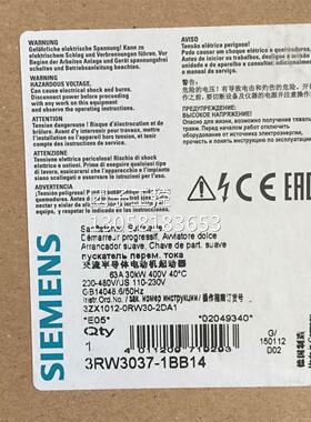 ！3RW3037-1BB14西门子30KW 低压SIRIUS 软起动器 3RW30371BB14询