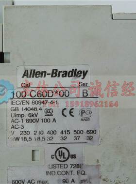 100-C60D*00 B 100S-C60DJ14BC 24V/DC AB接触器 现货实拍 询价