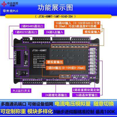 国产三菱PLC FX3U/FX2N工控板 JK3U-32MR/MT 可编程控制器8轴脉冲