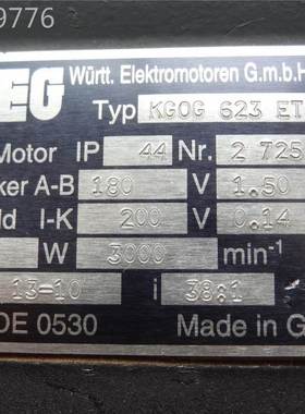 原装德国WEG万高减电机KGOG623ET200W 速20速0V 比38WEG.1询价