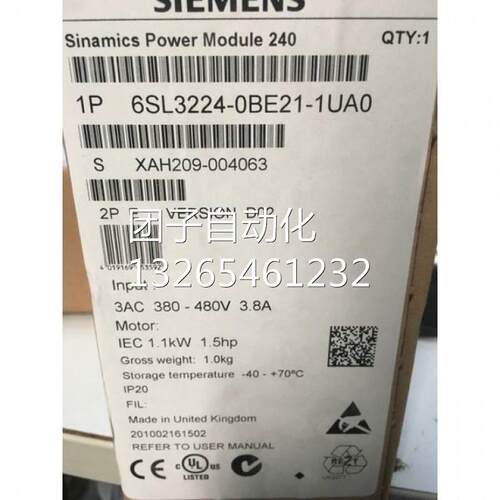 6SL3224-0BE21-1UA0G120功率模块PM240重载功率：1.1KW询价
