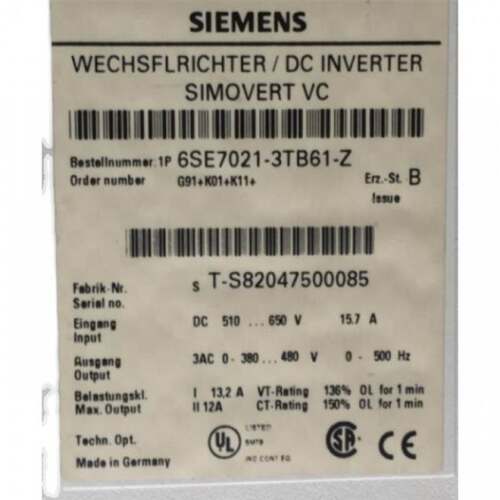 6SE7023-8TD61西门子CPU37.5A18.5kw6ES70变频器6SE70238TD61询价