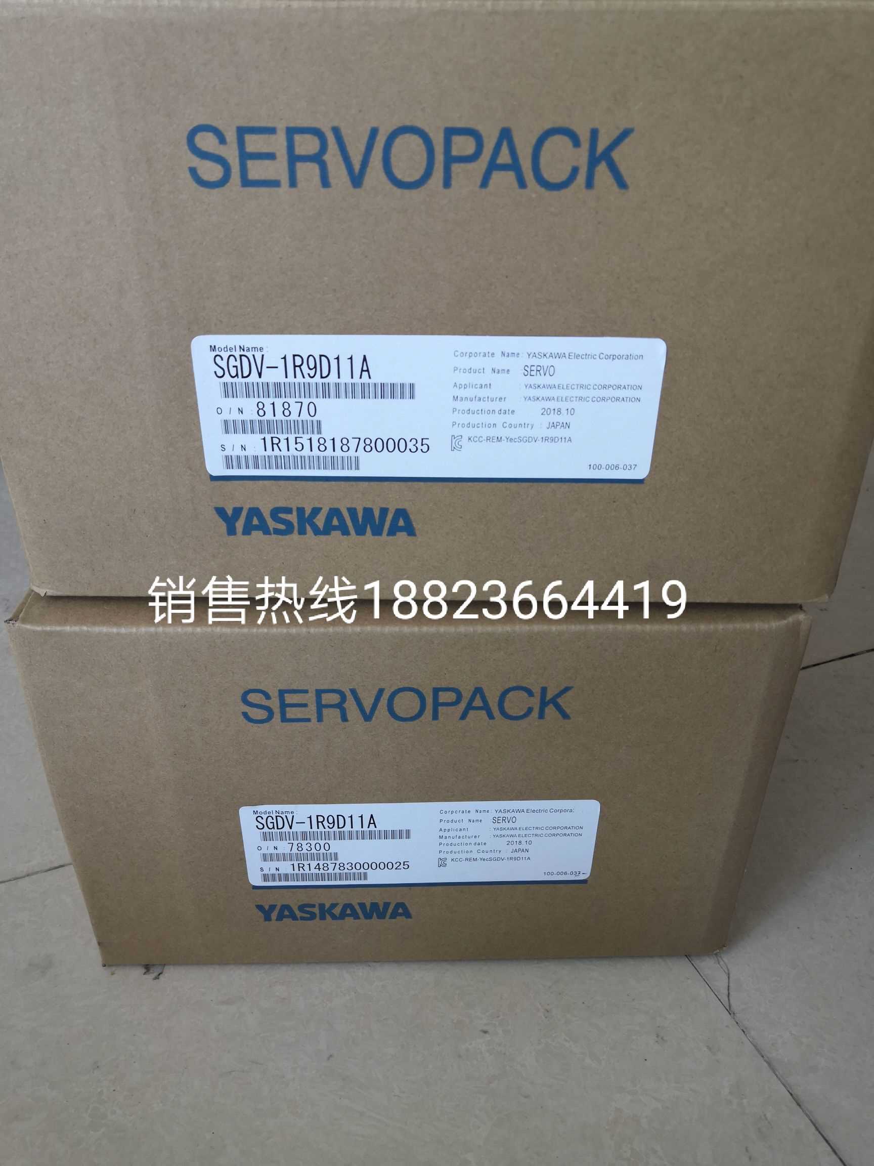 @SGDV-1R9D11A 安川驱动器400V全新原装带包装 现货询价