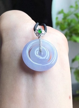 24mm一物一图缅甸A货翡翠甜甜圈平安扣紫罗兰满紫色18k金镶嵌证书