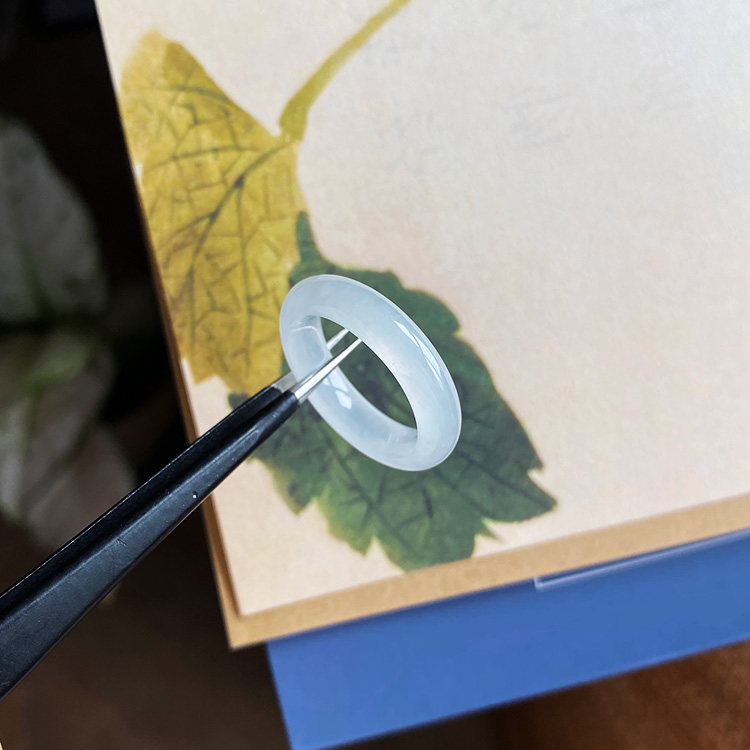 17号缅甸料 天然老坑A货翡翠指环戒圈冰糯种白冰起胶玉石证书包邮