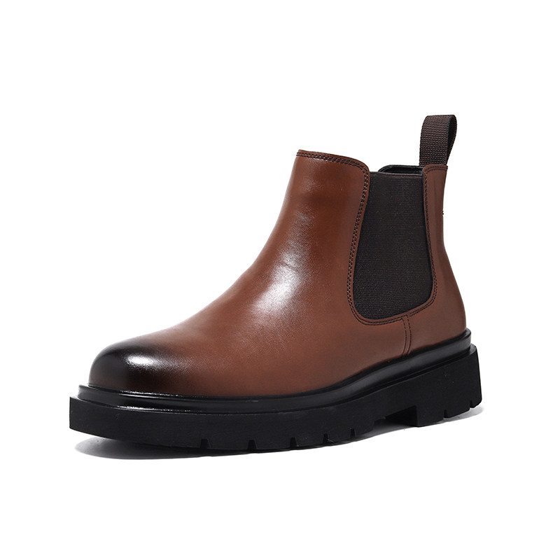 CHELSEA BOOTS MENS MARTIN BOOTS ZHONGBANG ENGLAND LEATHER BOOTS WINTER FLEECE HIGH SHOES PLUS SIZE MENS ANKLE BOOTIES MENS SHOES