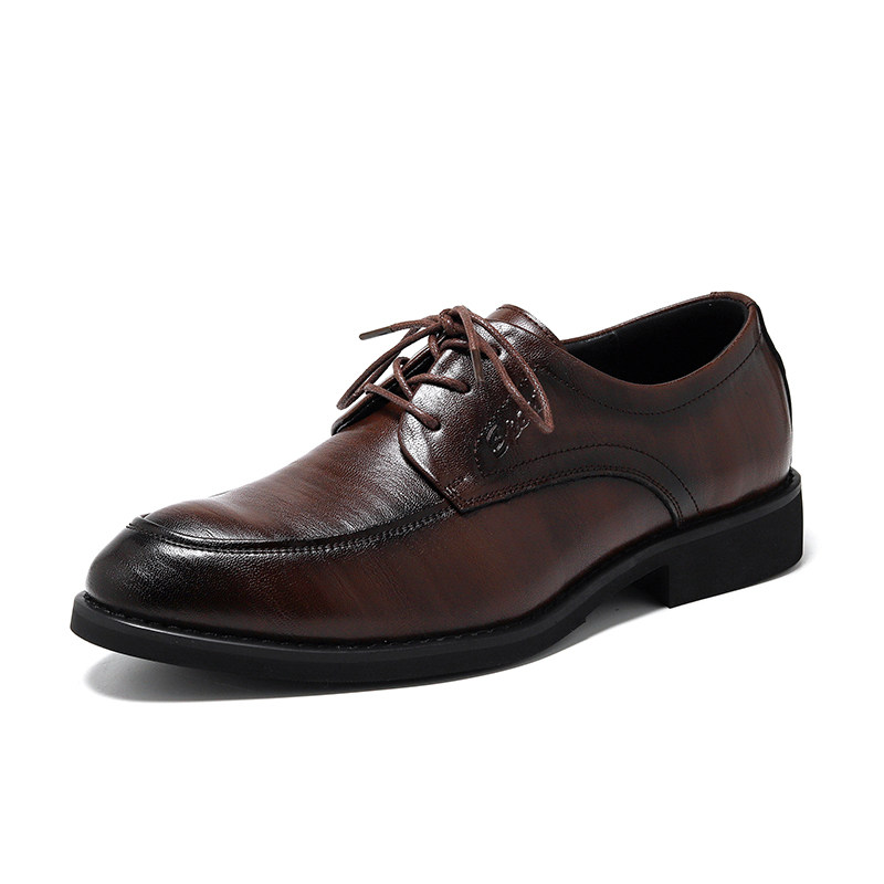 BROWN LEATHER SHOES MENS LEATHER BUSINESS FORMAL WEAR WEDDING GROOM SHOES BRITISH CASUAL LUXURY OXFORD INNER HEIGHTENED MENS SHOES