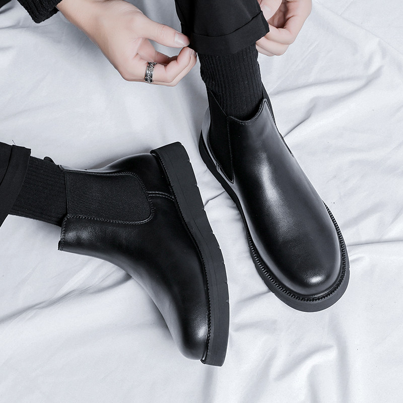 2023 NEW BOOTSMENS CHELSEA BOOTSMARTIN BOOTSZHONGBANG BRITISH HIGH-TOP BUSINESS LEATHER SHOES PLUS SIZE FLEECE BOOTS