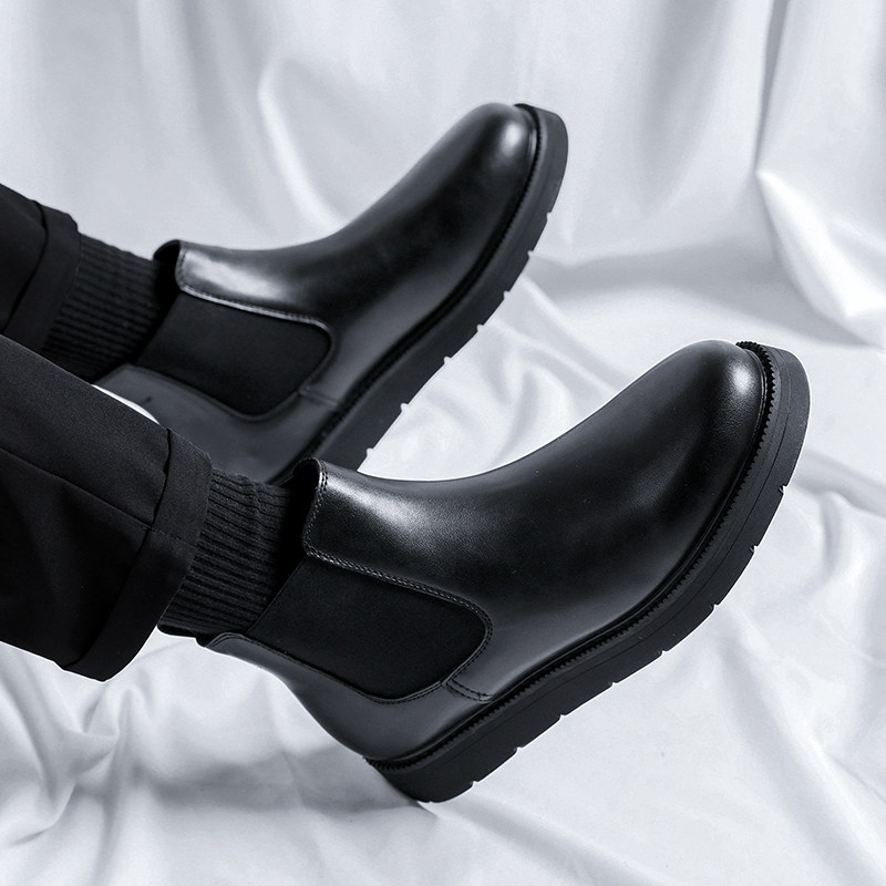 2023 NEW BOOTSMENS CHELSEA BOOTSMARTIN BOOTSZHONGBANG BRITISH HIGH-TOP BUSINESS LEATHER SHOES PLUS SIZE FLEECE BOOTS