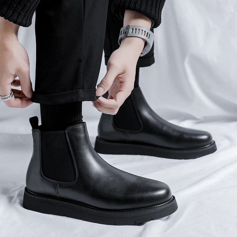 2023 NEW BOOTSMENS CHELSEA BOOTSMARTIN BOOTSZHONGBANG BRITISH HIGH-TOP BUSINESS LEATHER SHOES PLUS SIZE FLEECE BOOTS