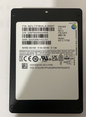 三星PM1643 3.84T SAS MZ1LT3T8HALS-00007