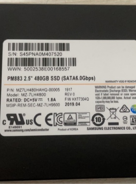 浪潮 三星PM883 480G SATA MZ7LH480HAHAQ-0005 V02317R00000000
