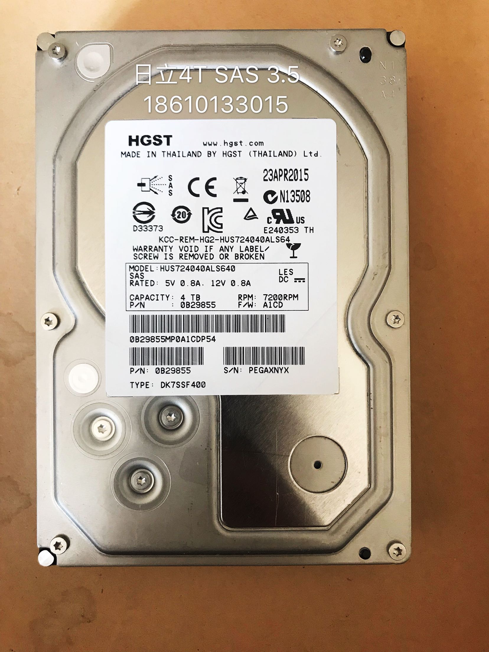日立4T SAS 3.5 HUS724040ALS640 FW A1CD