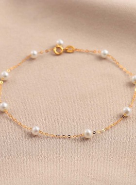 18K金珍珠手链满天星高级感时尚