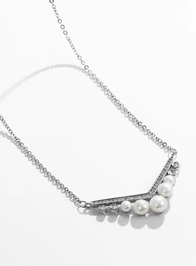 淡水珍珠V字设计项链简约时尚