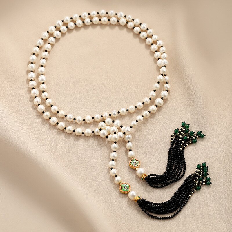 淡水珍珠复古流苏挂件短款时尚项链高级感衣服配饰毛衣链锁骨链女