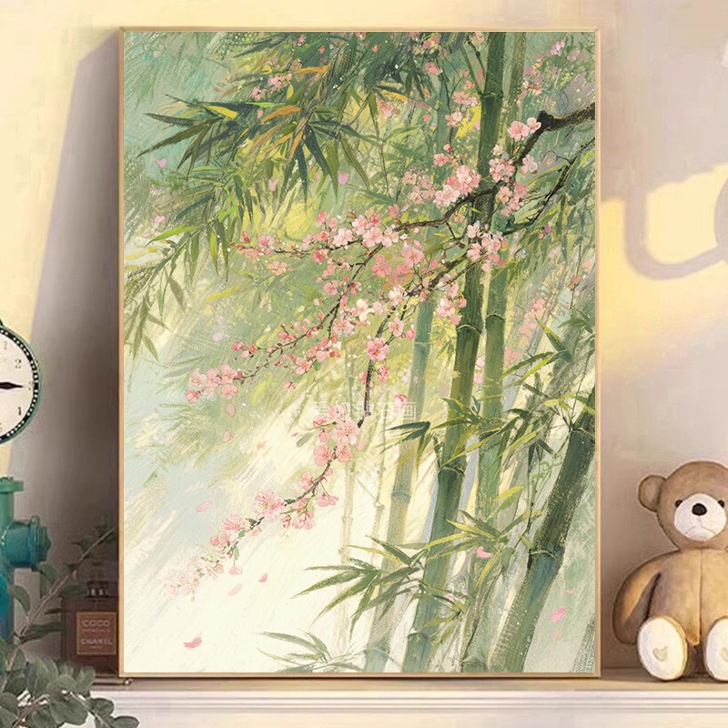 新中式高端DIY方钻满钻钻石画钻石绣带钻竹子梅花图粘贴钻十字绣