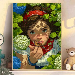 2025新款复杂高难度DIY树脂方钻满钻贴钻钻石画绣球花美少女蝴蝶