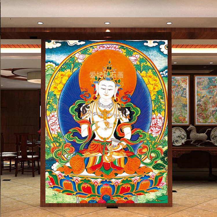 新中式办公室diy钻石画钻石绣金刚萨垛全贴钻点钻镶钻十字绣带钻