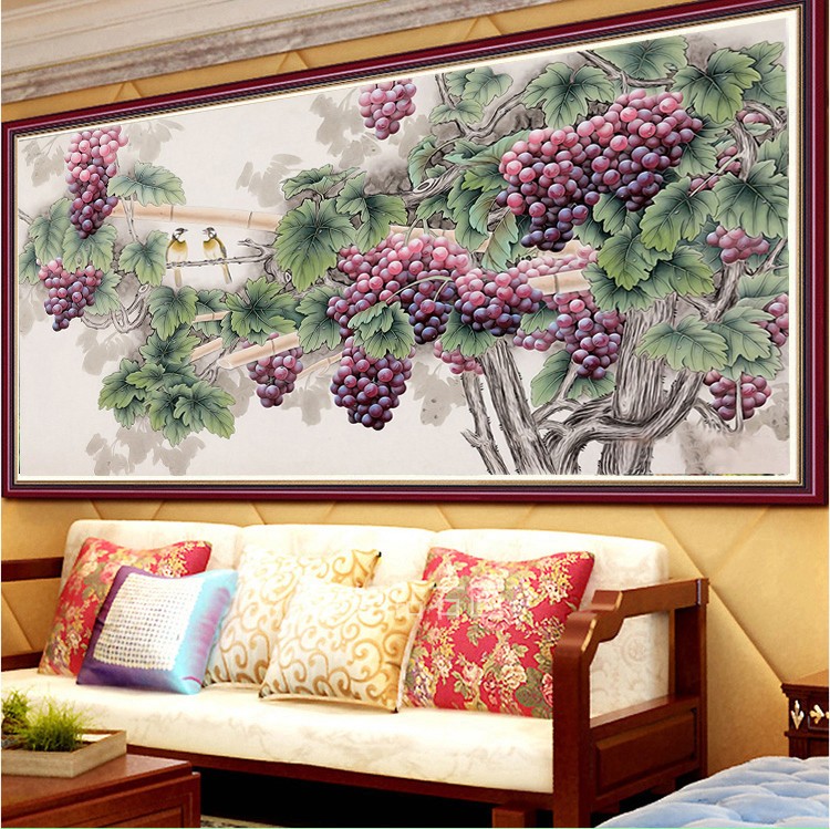 diy客厅油画花鸟贴钻十字绣