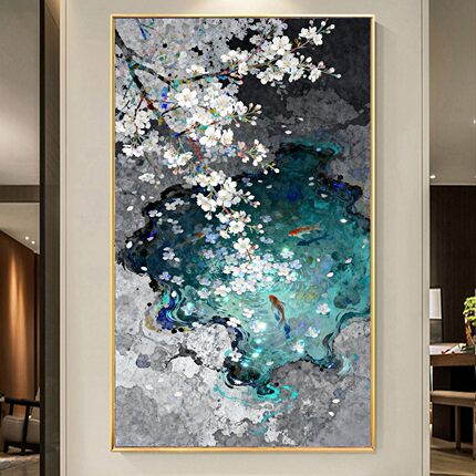 古风高颜值DIY树脂方钻满钻钻石画贴钻砖石绣秋水梨花鲤鱼玄关