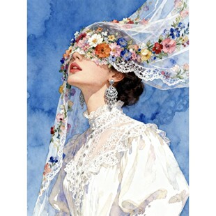 新品DIY方钻满贴钻钻石画钻石绣闺蜜新婚礼物花卉头纱婚纱美女二