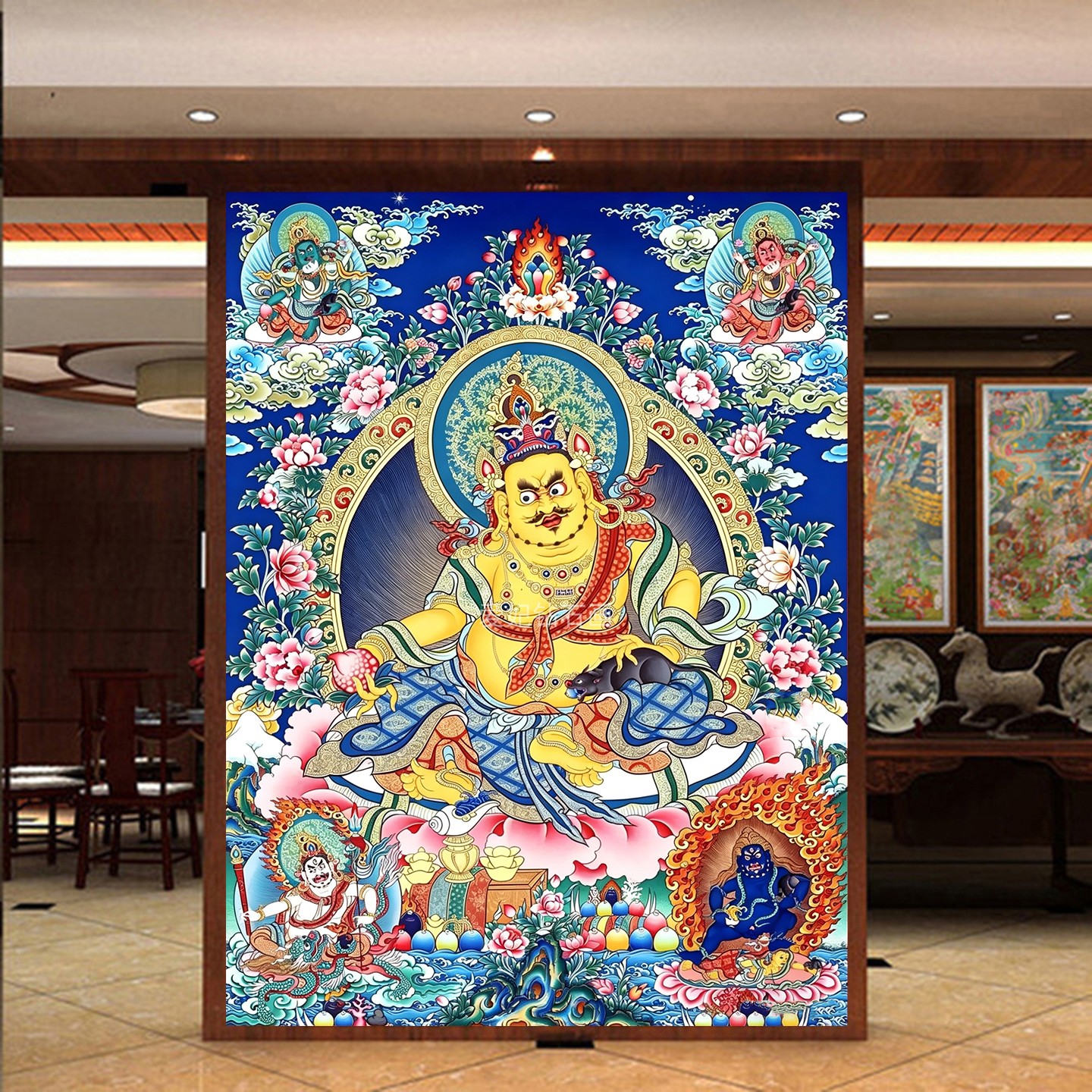 DIY手工粘贴钻树脂方钻满钻钻石画点钻砖石绣唐卡五路财神黄财神