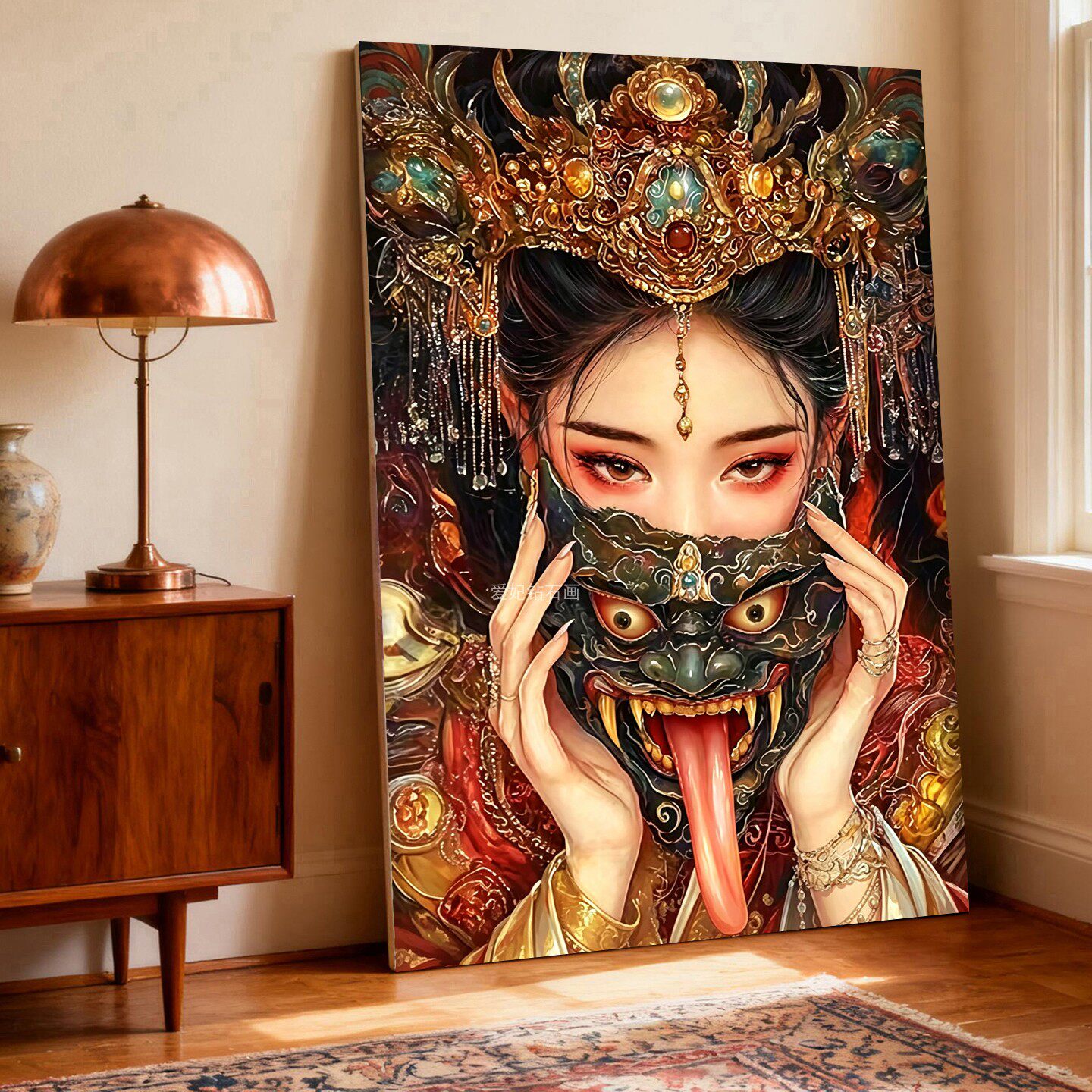 高难度高颜值DIY树脂方钻满贴钻钻石画钻石绣女财神面具扎基拉姆图片