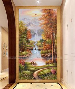 走廊满沾贴方钻十字绣钻石画高山流水泰山日出仙境麋鹿油画玄关