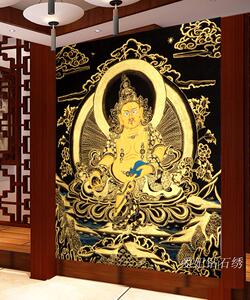 新中式客厅方钻满钻钻石画十字绣贴钻砖石绣黑金唐卡黄财神菩萨