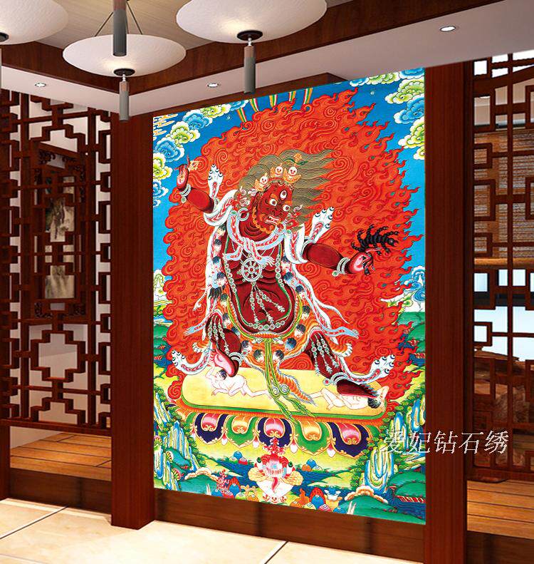 客厅DIY方钻满钻石画印花十字绣带钻唐卡马头明王愤怒莲师菩萨