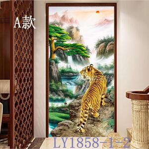2023走廊过道全沾贴钻石十字绣钻石画砖石绣山水画上山老虎玄关竖