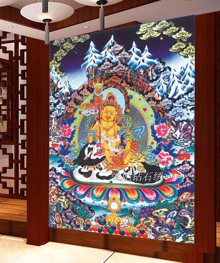 新款客厅DIY方钻满钻钻石画贴钻十字绣带钻唐卡多闻天王菩萨佛像