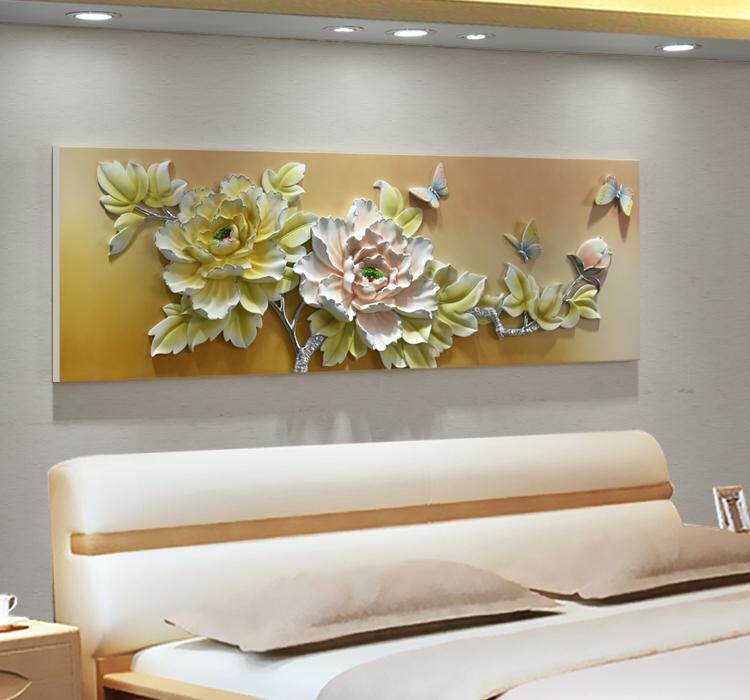 diy方钻满钻钻石画贴钻画点钻十字绣浮雕立体牡丹花卉蝴蝶床头画