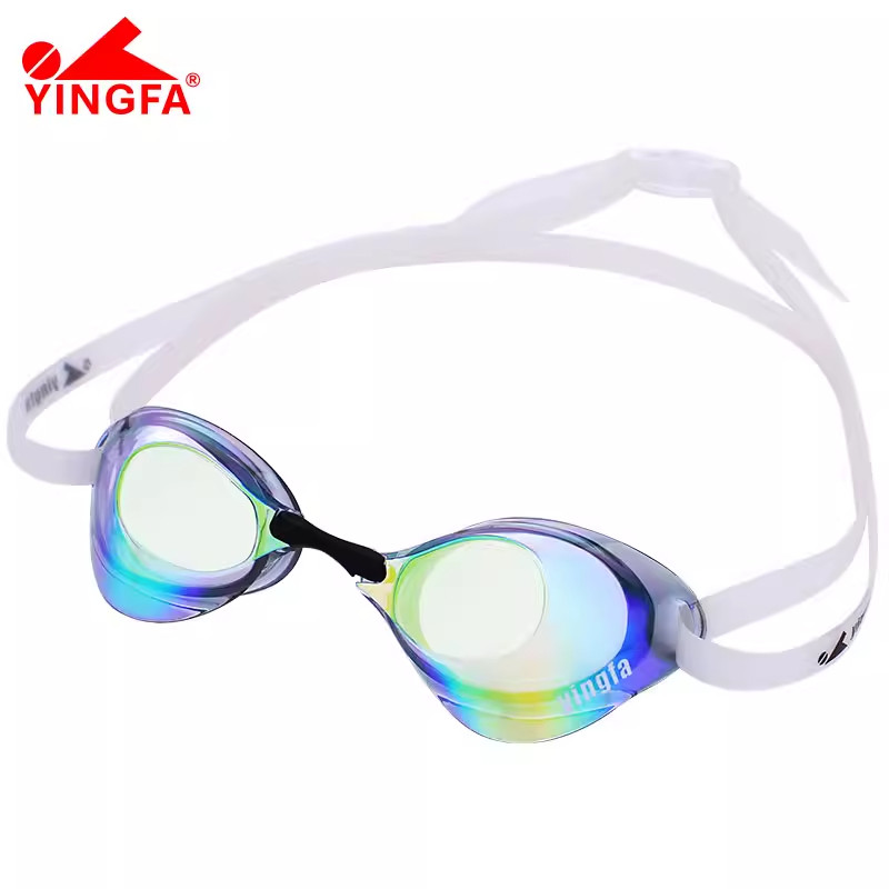 英发 无胶圈运动竞赛泳镜男女镀膜高清防雾游泳眼镜儿童竞速泳镜