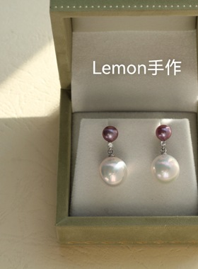 S925银紫色淡水珍珠女小众设计高级轻奢气质手工珍珠耳环2026新款