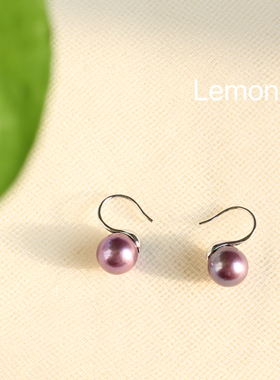 天然蓝莓紫色珍珠高跟鞋耳钩经典百搭简约气质素钉轻奢手工耳饰女