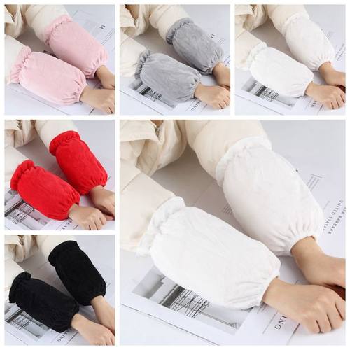 新款袖套秋冬防脏白色黑色韩版防污手袖套袖女款纯色羽绒服护袖头