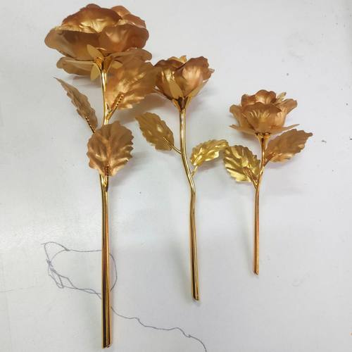 24k金玫瑰花祼花朵七夕情人节礼品配花材料金箔玫瑰花