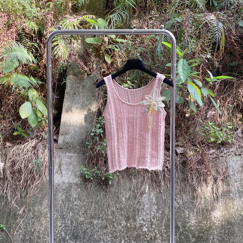 温柔气质唯美针织背心吊带女钩花镂空立体花朵露肩度假风小上衣