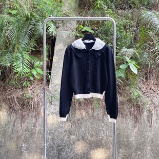 针织衫 高级感娃娃领气质可拆卸蕾丝领短款 2025秋季 谬系千金风开衫