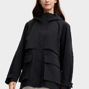 斐乐FILA女士梭织新款 休闲宽松连帽薄绒风衣F11W518706F 外套时尚