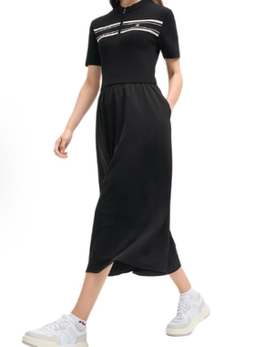 斐乐/FILA女款收腰长裙时尚休闲舒适中长款短袖连衣裙F11W528307F