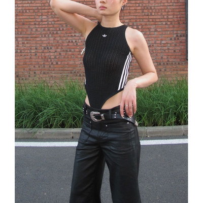 adidas/阿迪达斯新中式女装辣妹露脐上衣短袖T恤背心KC5851KC5844