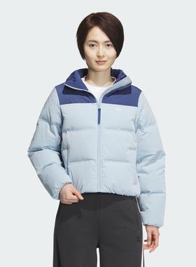 Adidas官方正品三叶草女冬季保暖简约休闲运动羽绒服IU4814IU4813