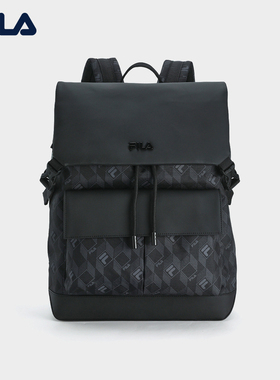 FILA斐乐男士背包2024休闲双肩包老花大容量电脑包 F13M428104FBK