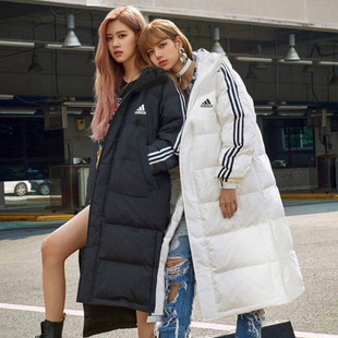 Adidas官方正品长款羽绒服男女冬季休闲运动连帽外套HN2099HN2098