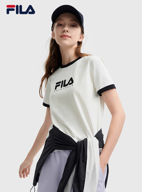 斐乐FILA针织短袖衫女子休闲撞色纯棉基础辣妹T恤上衣F11W429113F